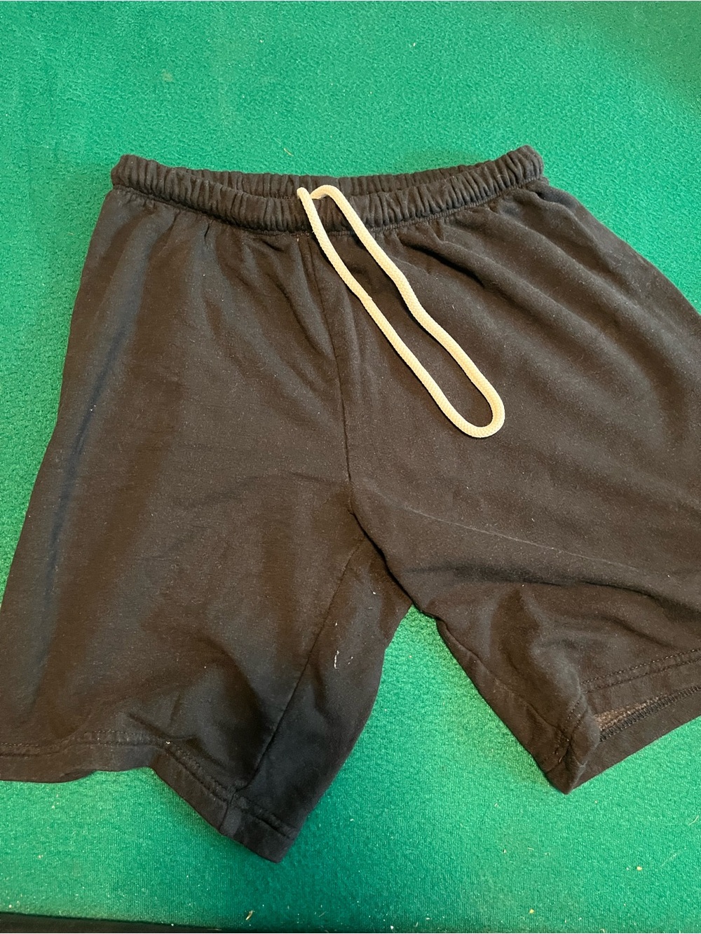 aerie Black Women's Athletic Shorts with Cream Drawstring